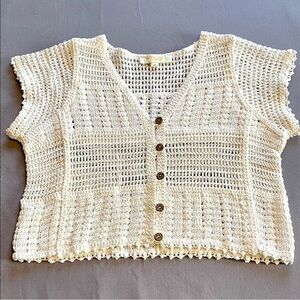 Rebellion Ivory Crochet Knit Top